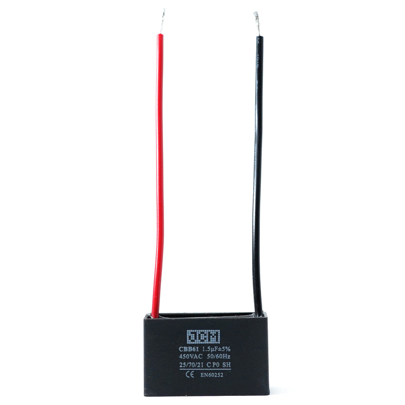 JCM 2 Wire Ceiling Fan Capacitor 1.5uF 450VAC CBB61