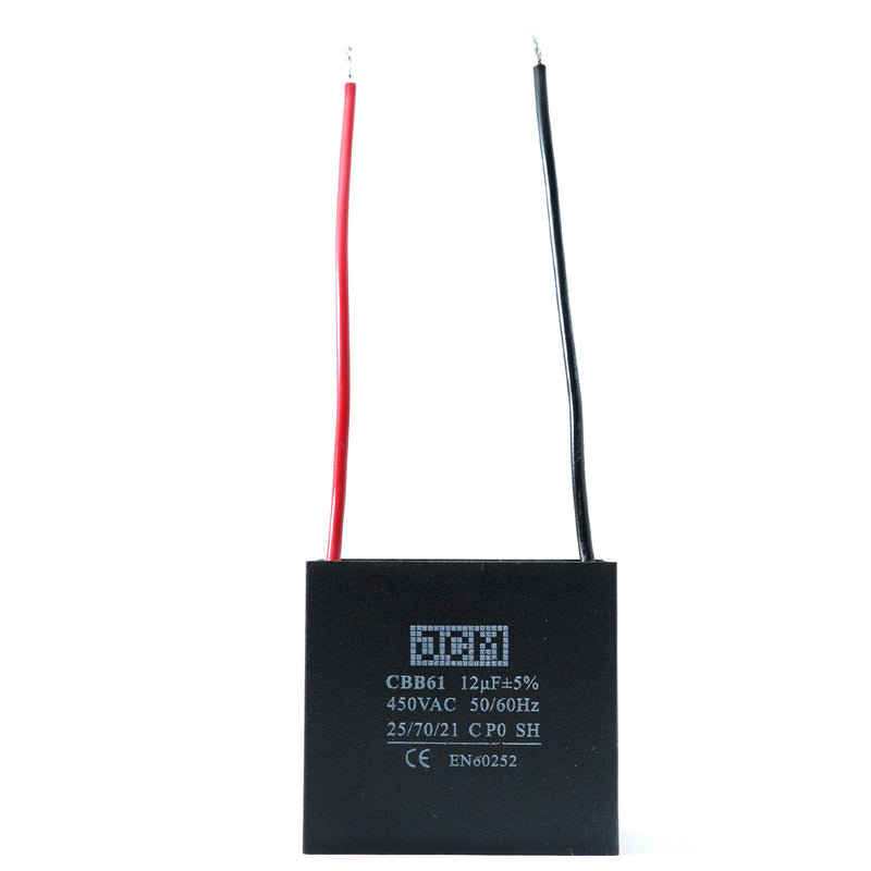 JCM 2 Wire Ceiling Fan Capacitor 12uF 450VAC CBB61