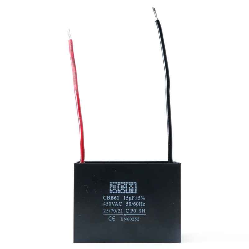 JCM 2 Wire Ceiling Fan Capacitor 15uF 450VAC CBB61