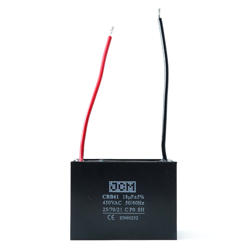 JCM 2 Wire Ceiling Fan Capacitor 18uF 450VAC CBB61