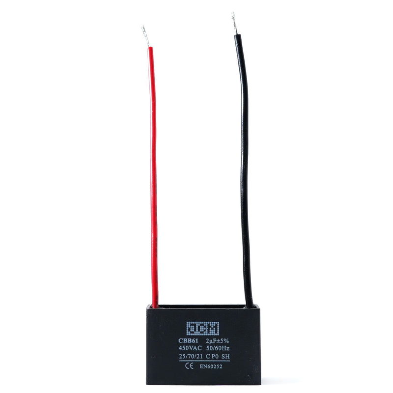 JCM 2 Wire Ceiling Fan Capacitor 2uF 450VAC CBB61