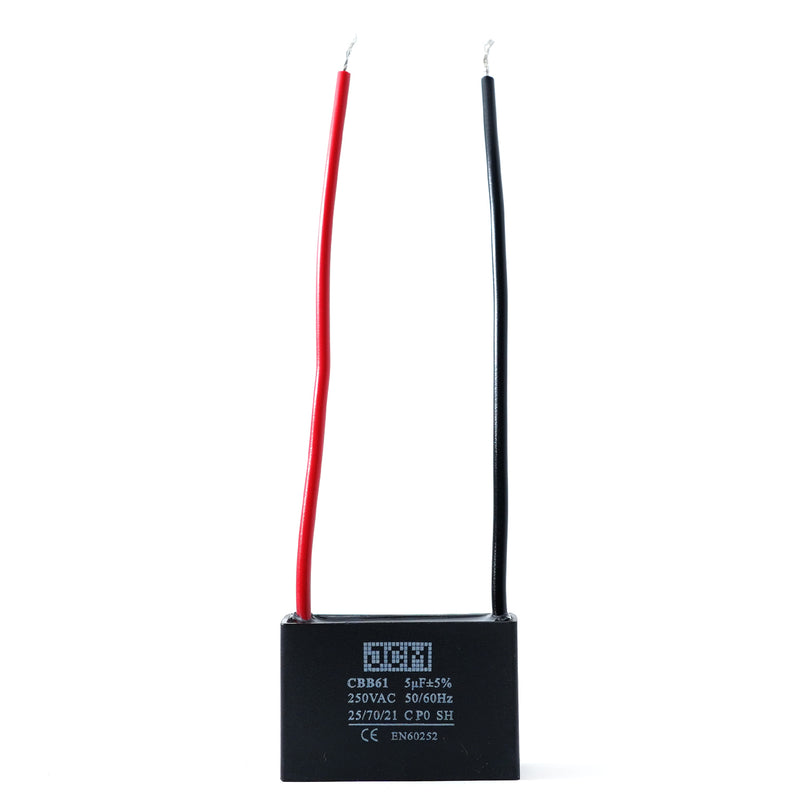 JCM 2 Wire Ceiling Fan Capacitor 5uF 250VAC CBB61