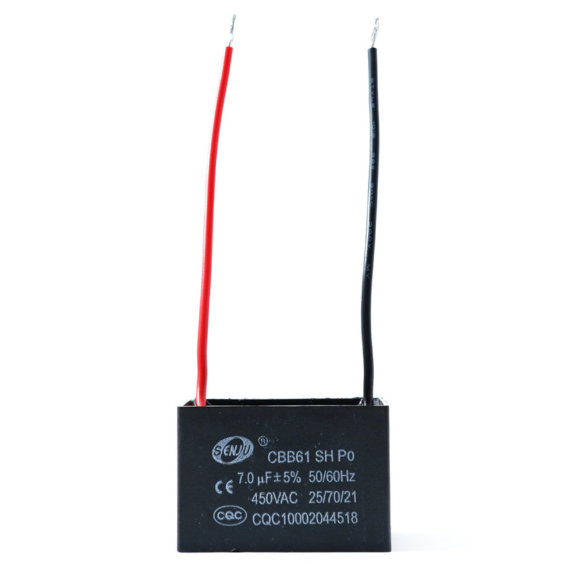 JCM 2 Wire Ceiling Fan Capacitor 7uF 450VAC CBB61