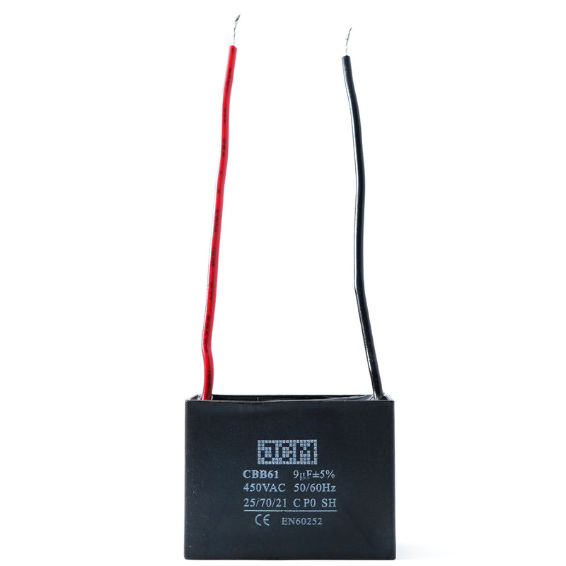 JCM 2 Wire Ceiling Fan Capacitor 9uF 450VAC CBB61