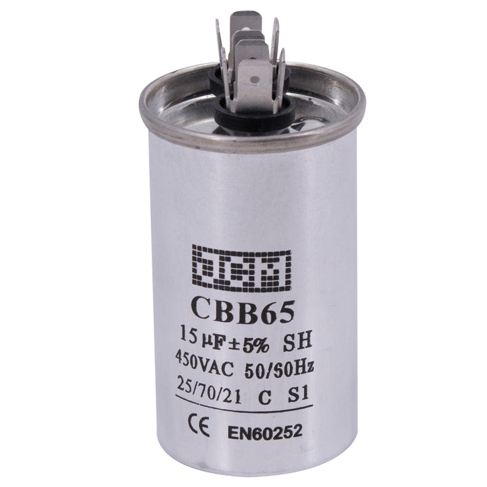 JCM AC Motor Run capacitor 15 uf MFD 450v 50/60 Hz Metal Round CBB65
