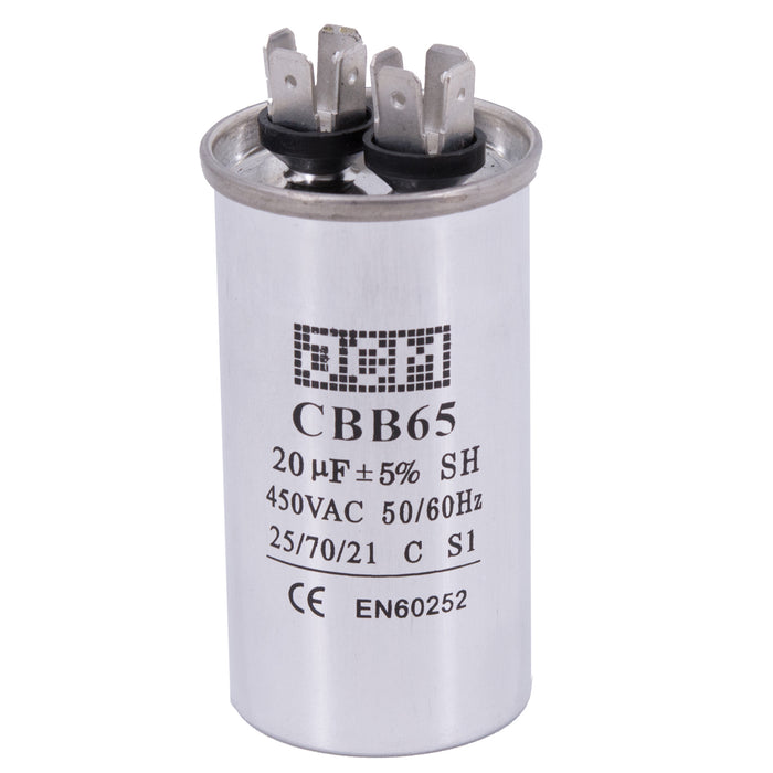 JCM AC Motor Run capacitor 20 uf MFD 450v 50/60 Hz Metal Round CBB65