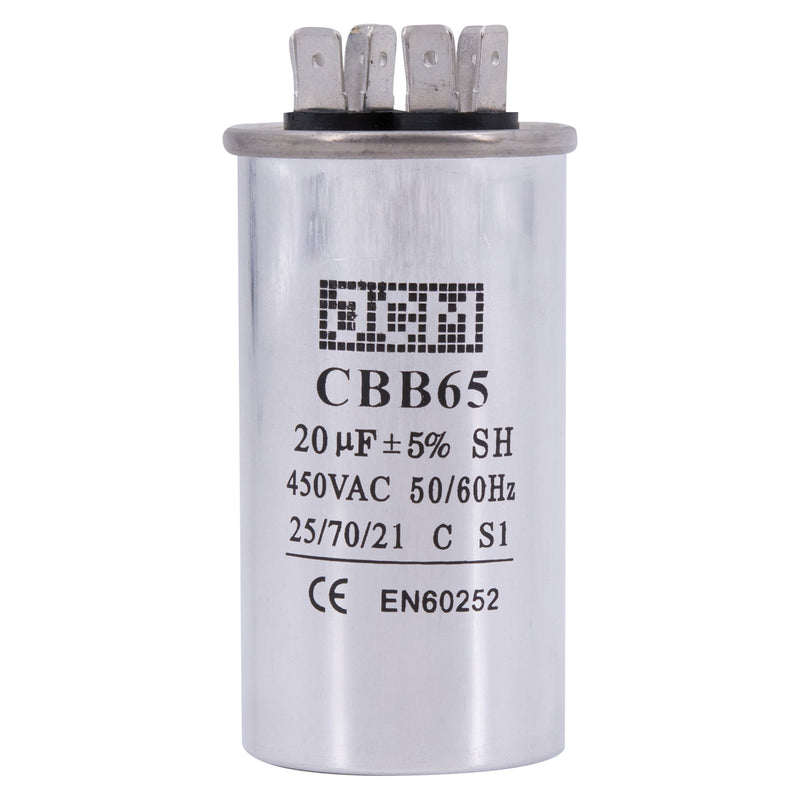 JCM AC Motor Run capacitor 20 uf MFD 450v 50/60 Hz Metal Round CBB65