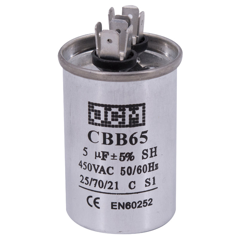 JCM AC Motor Run capacitor 5 uf MFD 450v 50/60 Hz Metal Round CBB65