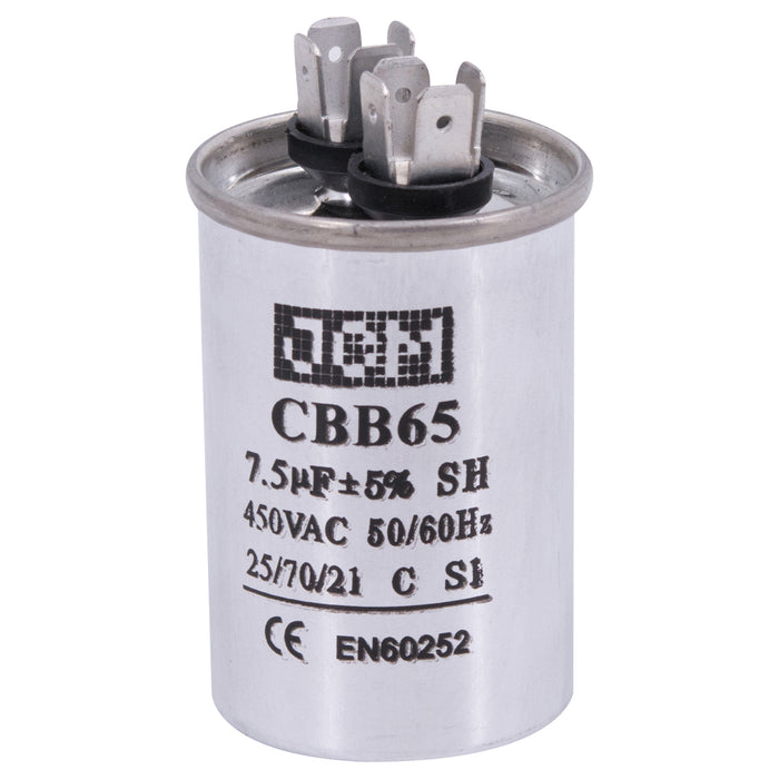 JCM AC Motor Run capacitor 7.5 uf MFD 450v 50/60 Hz Metal Round CBB65