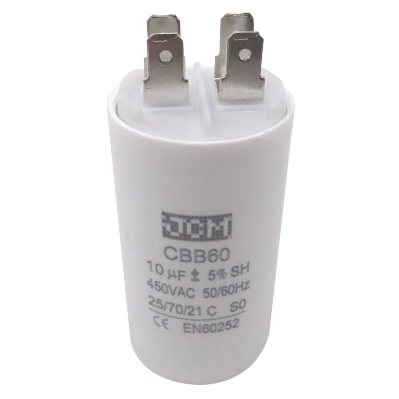 JCM Motor Run Capacitor 10uf MFD 250V/450V AC Volts round cylinder 4 Pins CBB60