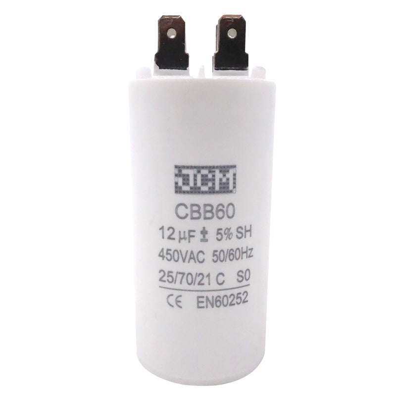 JCM Motor Run Capacitor 12uf MFD 250V/450V AC Volts round cylinder 4 Pins CBB60