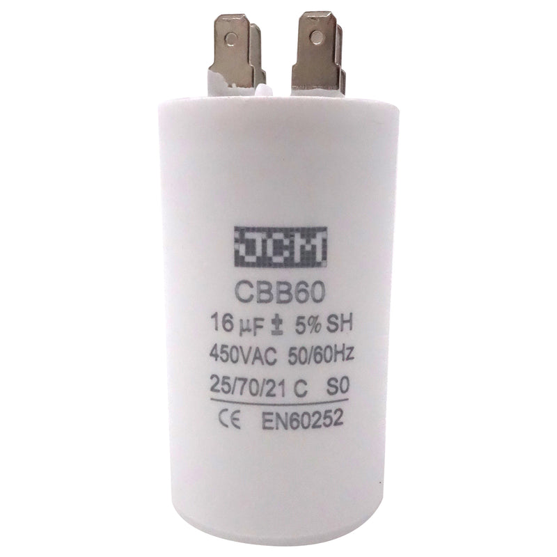 JCM Motor Run Capacitor 16uf MFD 250V/450V AC Volts round cylinder 4 Pins CBB60