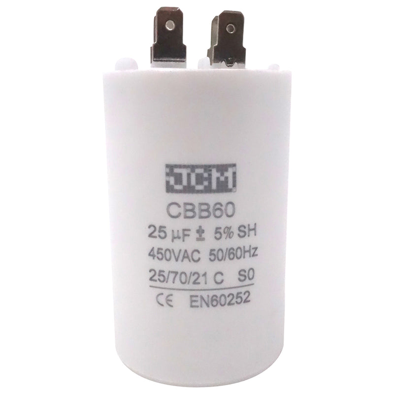 JCM Motor Run Capacitor 25uf MFD 250V/450V AC Volts round cylinder 4 Pins CBB60