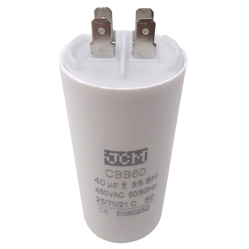JCM Motor Run Capacitor 40uf MFD 250V/450V AC Volts round cylinder 4 Pins CBB60
