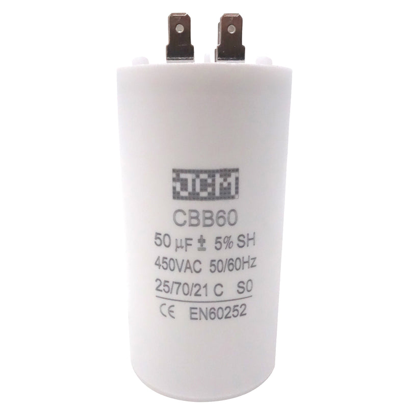 JCM Motor Run Capacitor 50uf MFD 250V/450V AC Volts round cylinder 4 Pins CBB60