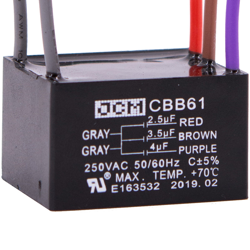 JCM 5 Wire Ceiling Fan Capacitor 2.5 uF + 3.5 + 4 uF 250VAC 50/60 Hz CBB61