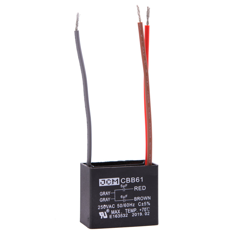 JCM 4 Wire Ceiling Fan Capacitor 5 uF + 6 uF 250VAC 50/60 Hz CBB61
