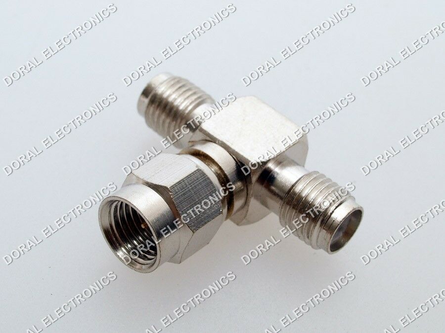 SMA Male Plug to Two SMA Female Jack Triple T RF Adapter Connector Way Splitter